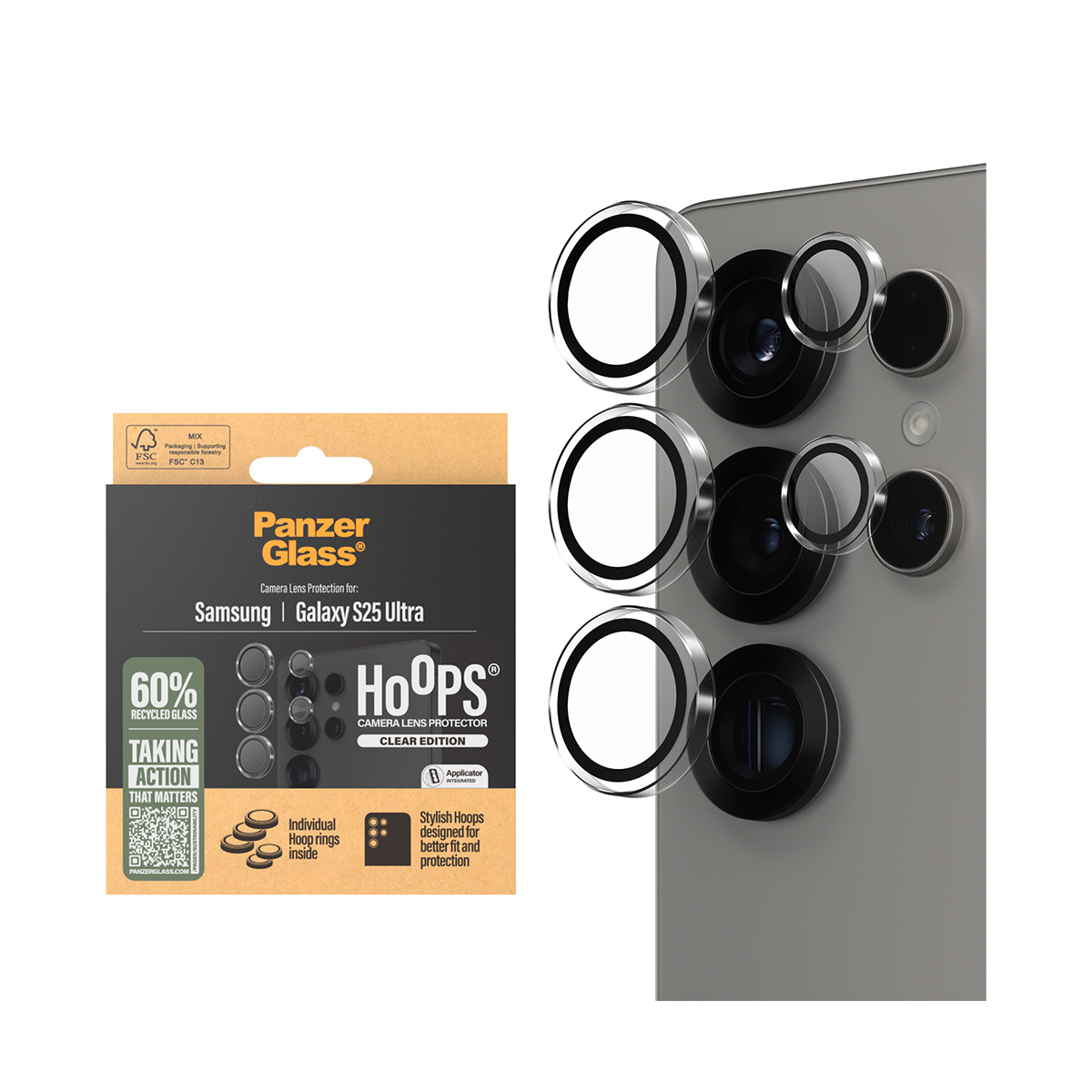 PanzerGlass Samsung Galaxy S25 Ultra Hoops Camera Lens Protector Transparent