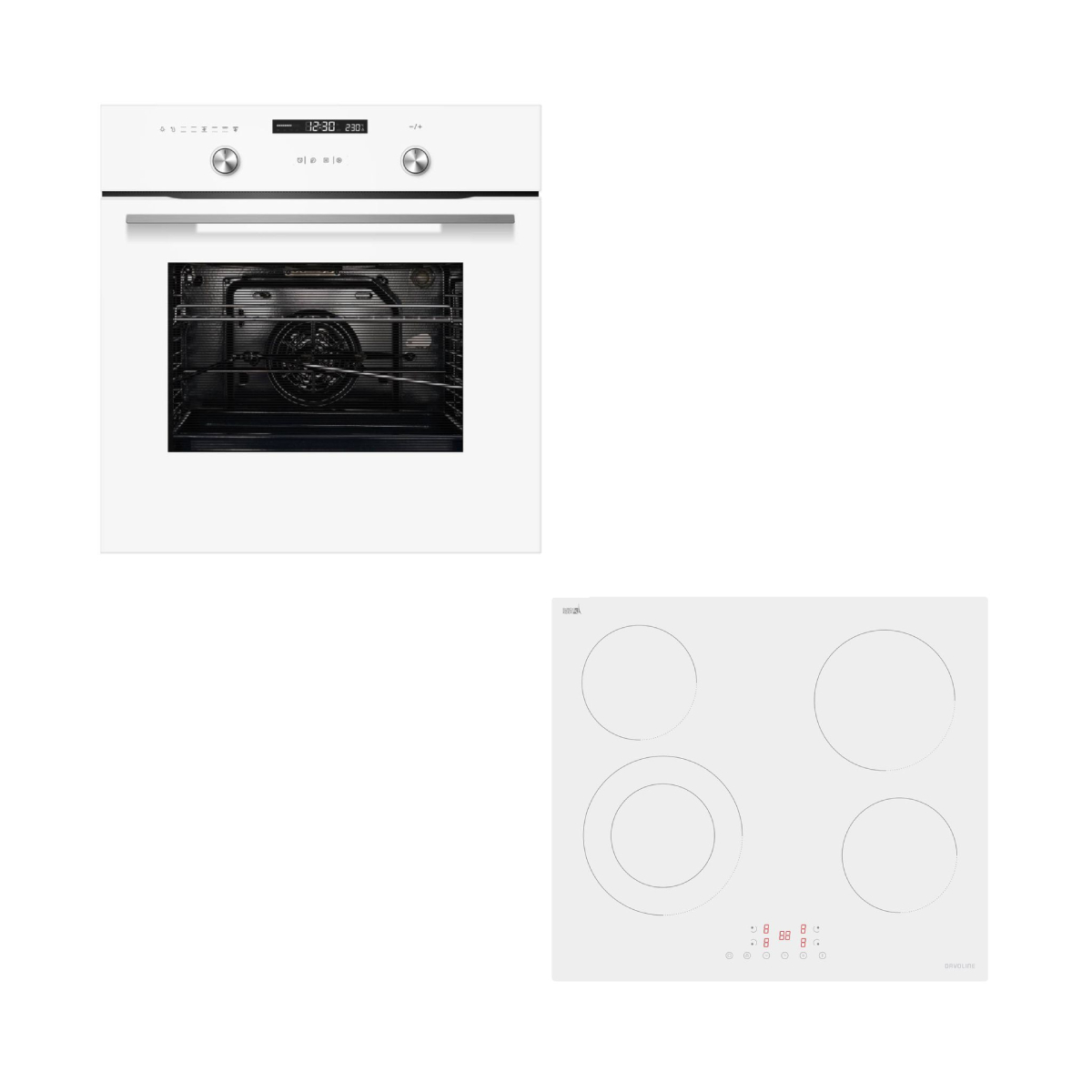 Davoline Classic BI O 1070 White Oven & WVC 6005 Ceramic Hob