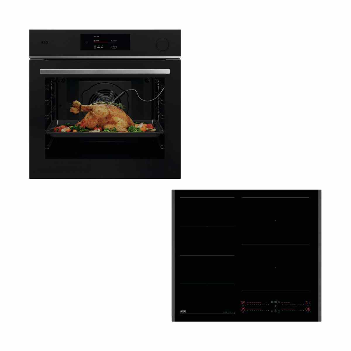 Aeg TR7PB731ST Black Oven & TI64IG00FB Induction Hob