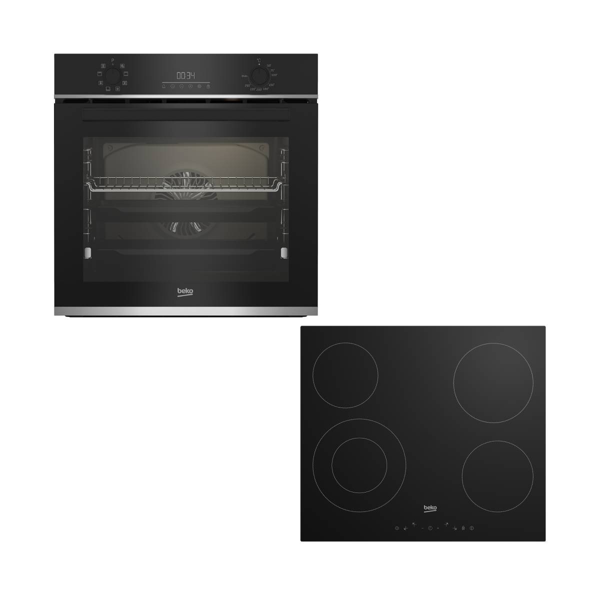 Beko BBIR13300XC Black Oven & HIC 64402 E Hob