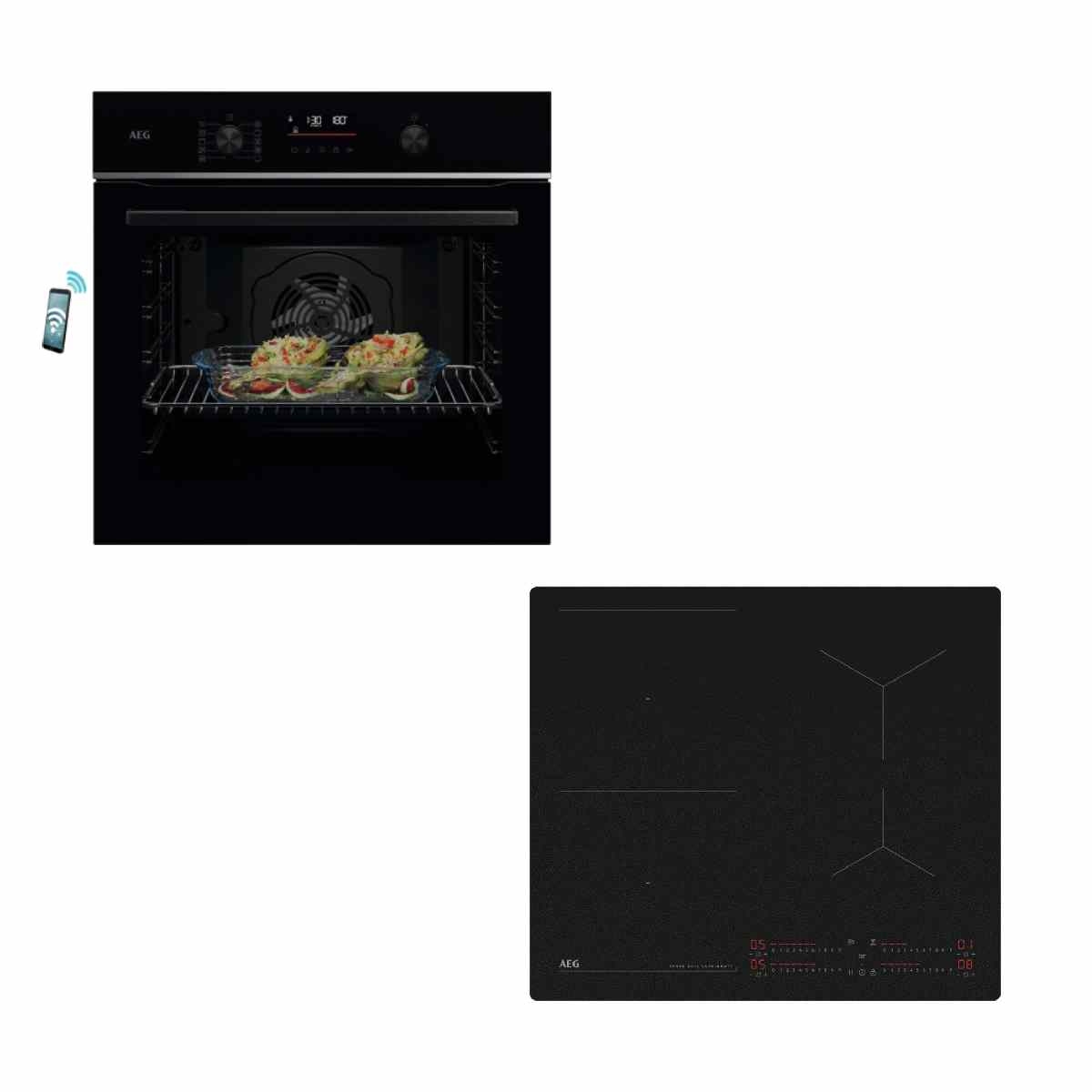 Aeg TU5PB431SB Black Oven & TI64IB10IZ Saphir Matt Induction Hob