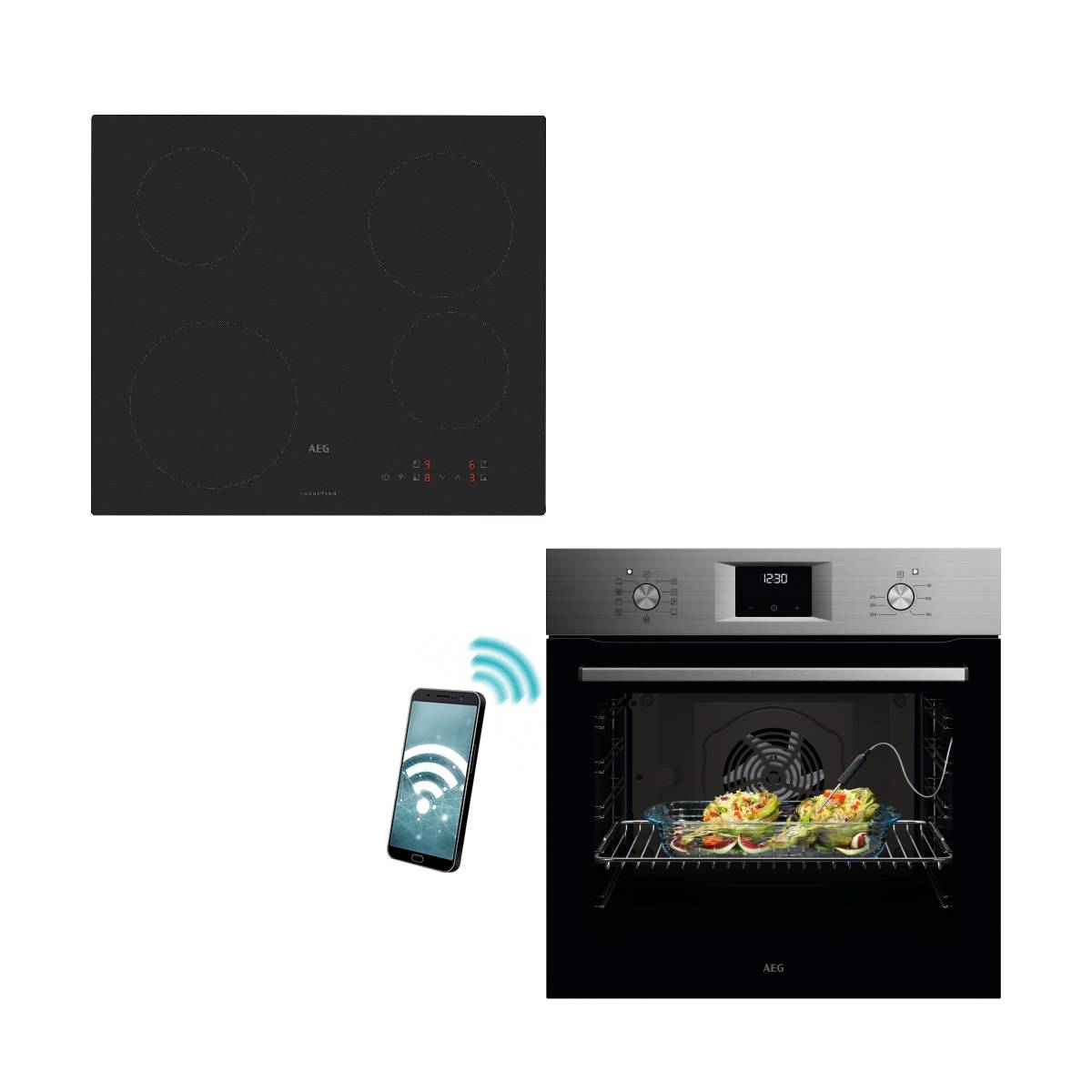 Aeg OA5CB31SM Oven & TM64IA00CL Matt Black Induction Hob