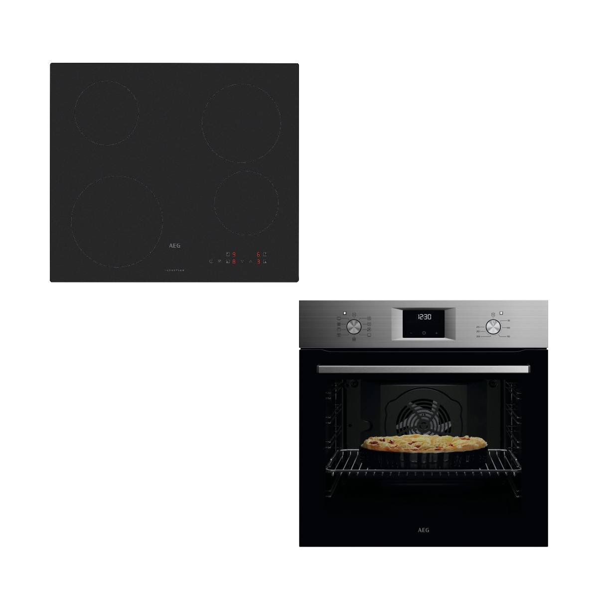 Aeg OA5AB21SM Inox Oven & TM64IA00CL Matt Black Induction Hob
