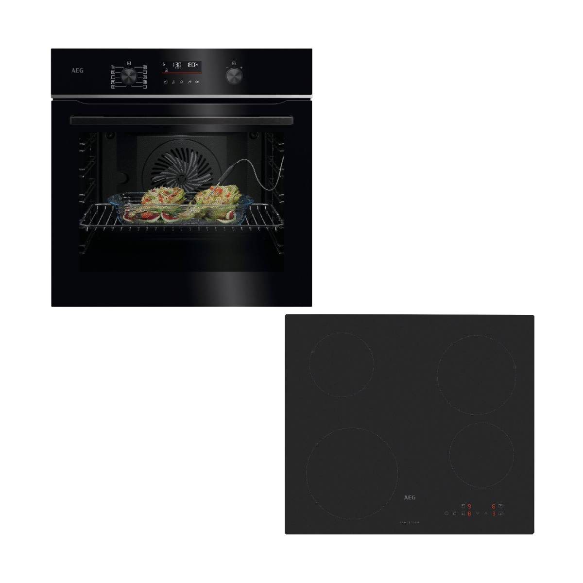 Aeg 5000 SurroundCook Oven & TM64IA00CL Matt Black Induction Hob Built-In Set