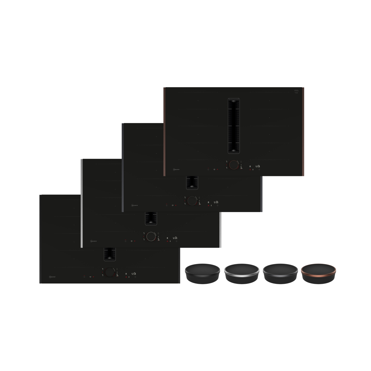 Neff V68YYX4B0 Επαγωγική Εστία με Ενσωματωμένο Απορροφητήρα 80 cm, Μαύρο Ματ