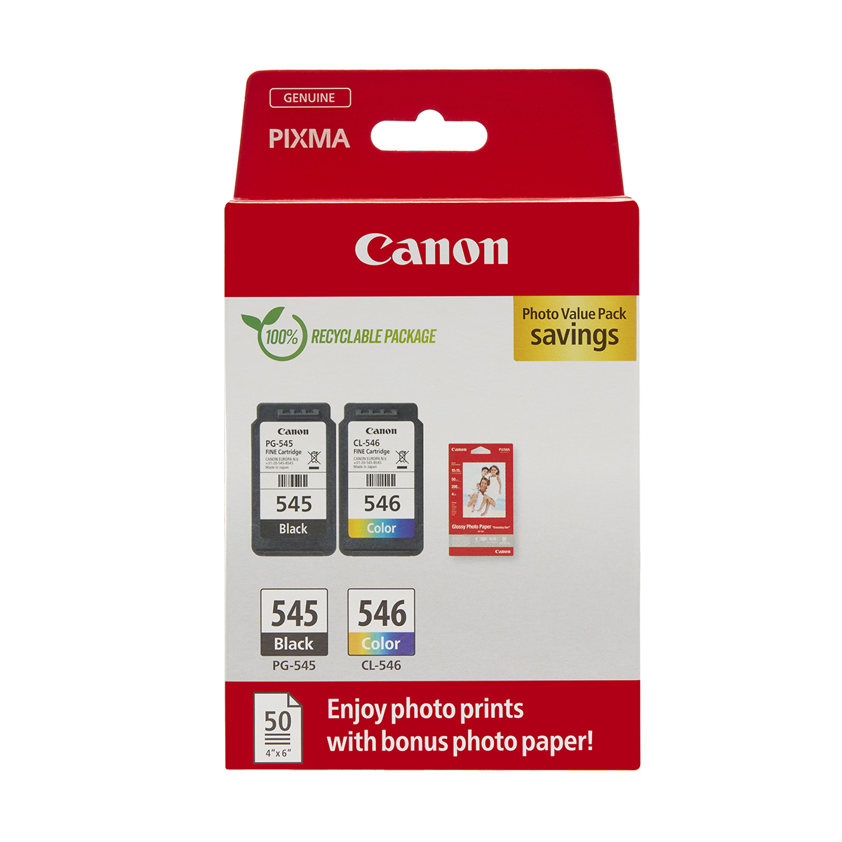Canon Ink Pack Canon PG-545/CL-546 8287B008AA Multipack 2pcs black & colour + Photo paper