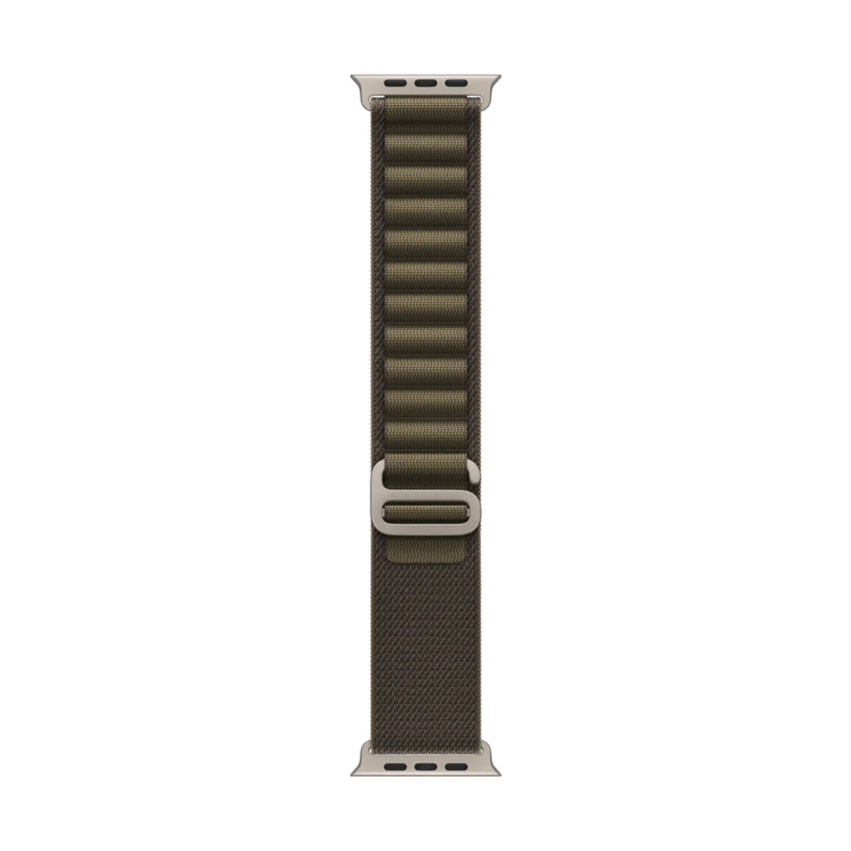Apple 49mm Alpine Loop Dark Olive M - Natural Titanium Finish