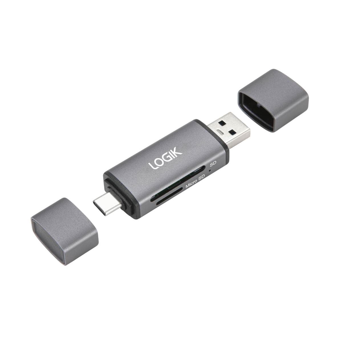 Logik 2in1 Type-A to Type-C Card Reader & USB