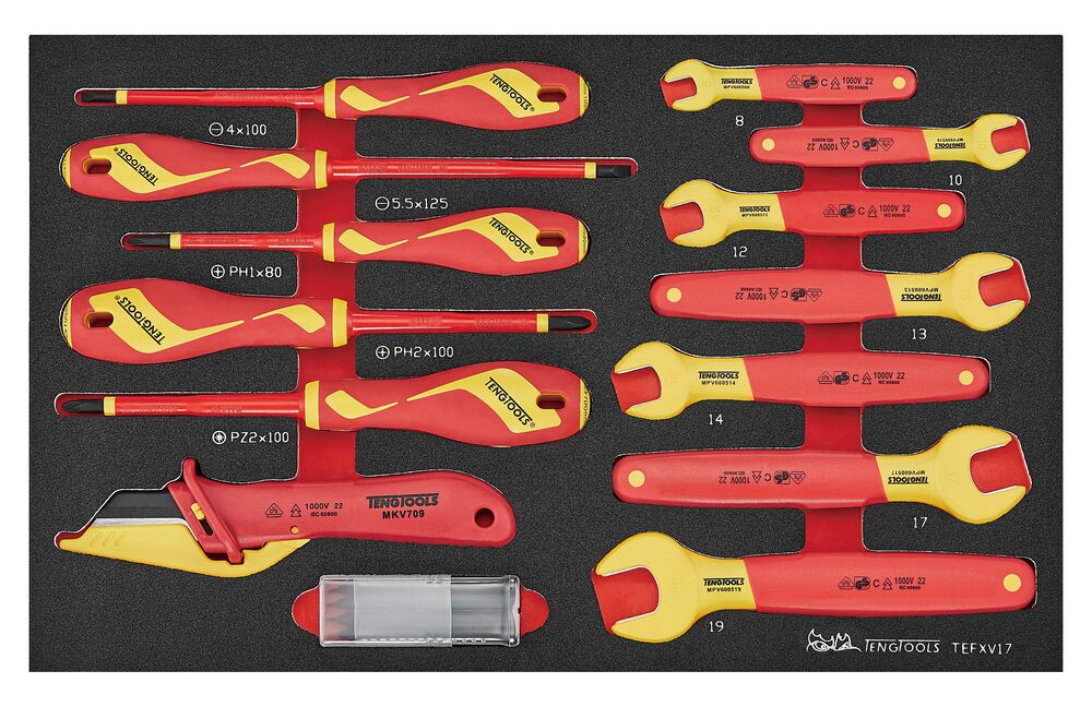 TengTools Insulated Spanner & Screwdriver Set FOAM3 17 Pieces