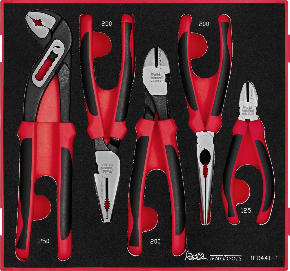 TengTools Plier Set TPR Grip FOAM2 5 Pieces