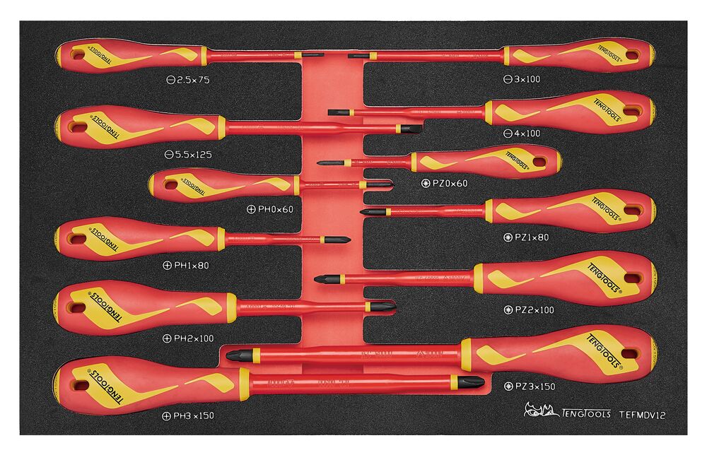 TengTools Insulated Screwdriver Set FOAM3 12 Pieces