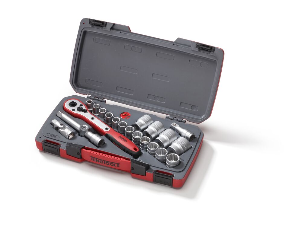 TengTools MECCA PRO 1/2inch Socket Set 12 pt 21 Pieces