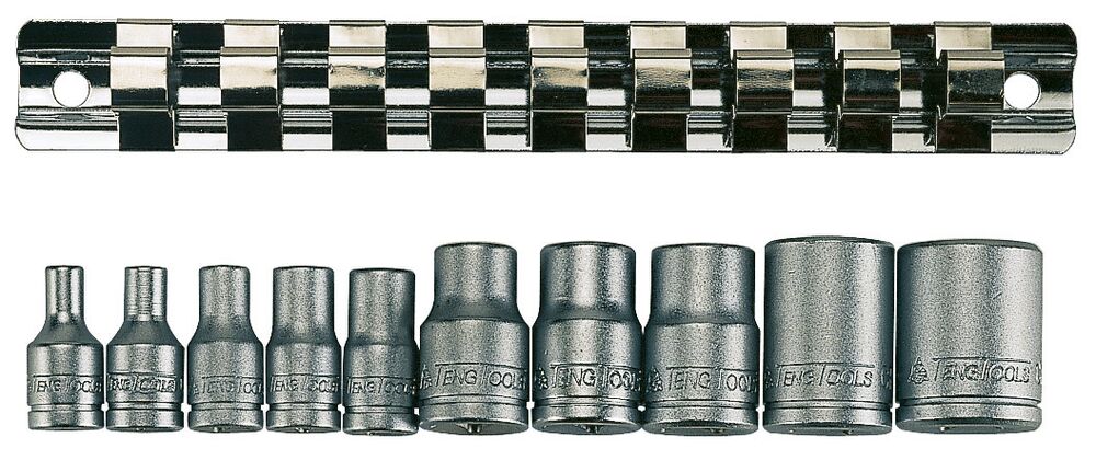 TengTools 1/4inch & 3/8inch TX-E Socket Clip Rail Set 10 Pieces