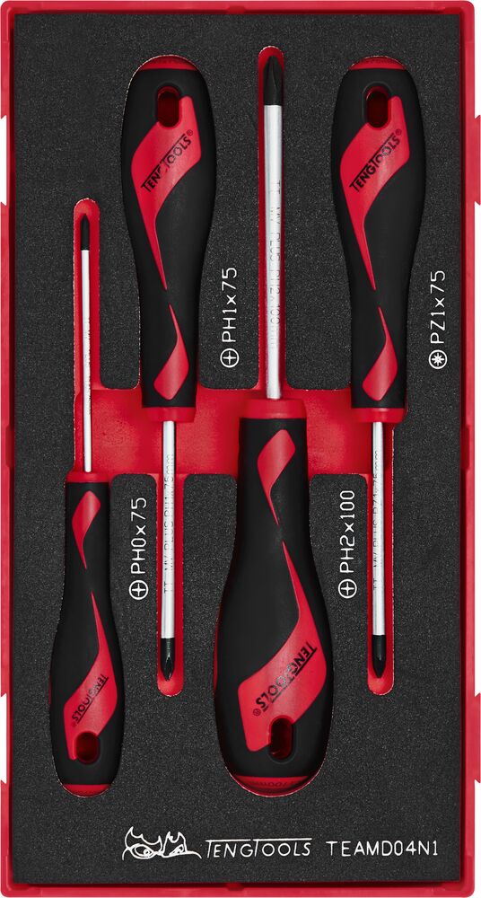 TengTools Screwdriver Set PH/PZ FOAM1 4 Pieces