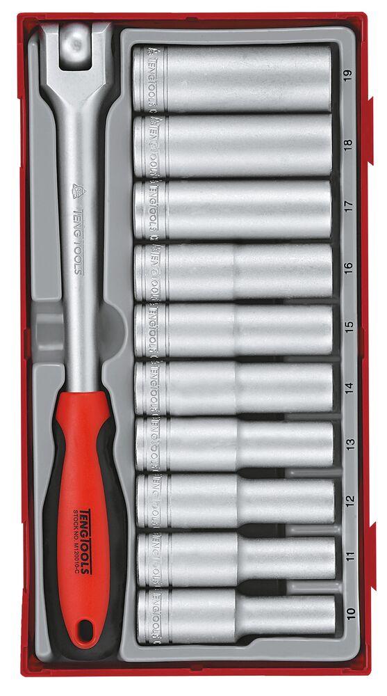 TengTools 1/2inch Deep Socket Set 12 pt TT1 11 Pieces