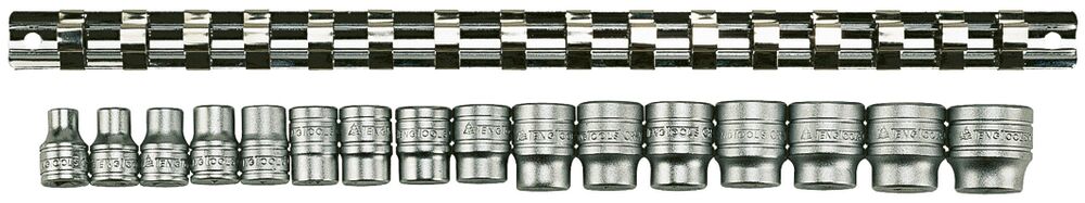 TengTools 3/8inch Socket Clip Rail Set 6 pt 16 Pieces