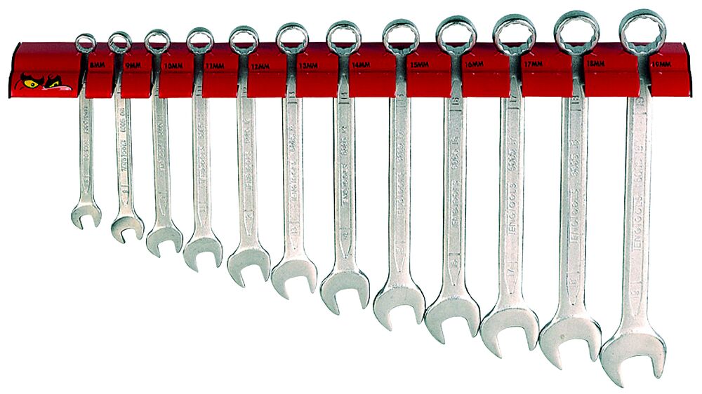 TengTools Combination Spanner Set 8-19 mm Wall Rack 12 Pieces