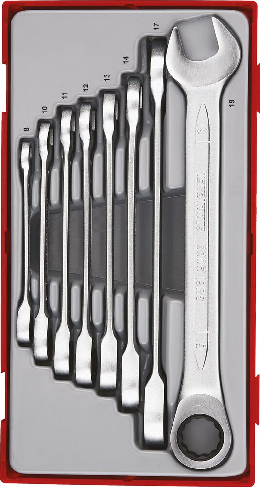 TengTools Ratcheting Combination Spanner Set RS TT1 8 Pieces