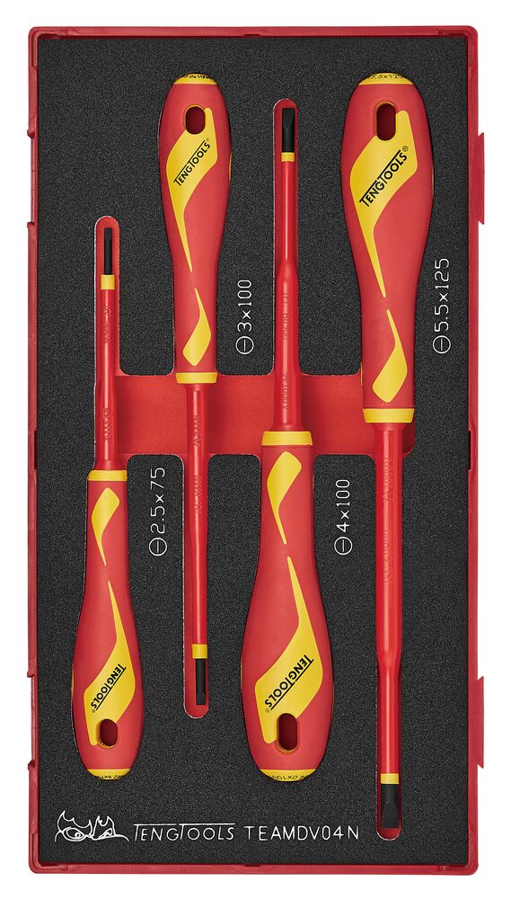 TengTools Insulated Screwdriver Set Flat FOAM1 4 Pieces