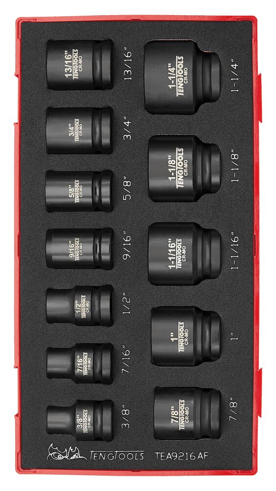 TengTools 1/2inch Impact Socket Set AF DIN FOAM1 16 Pieces