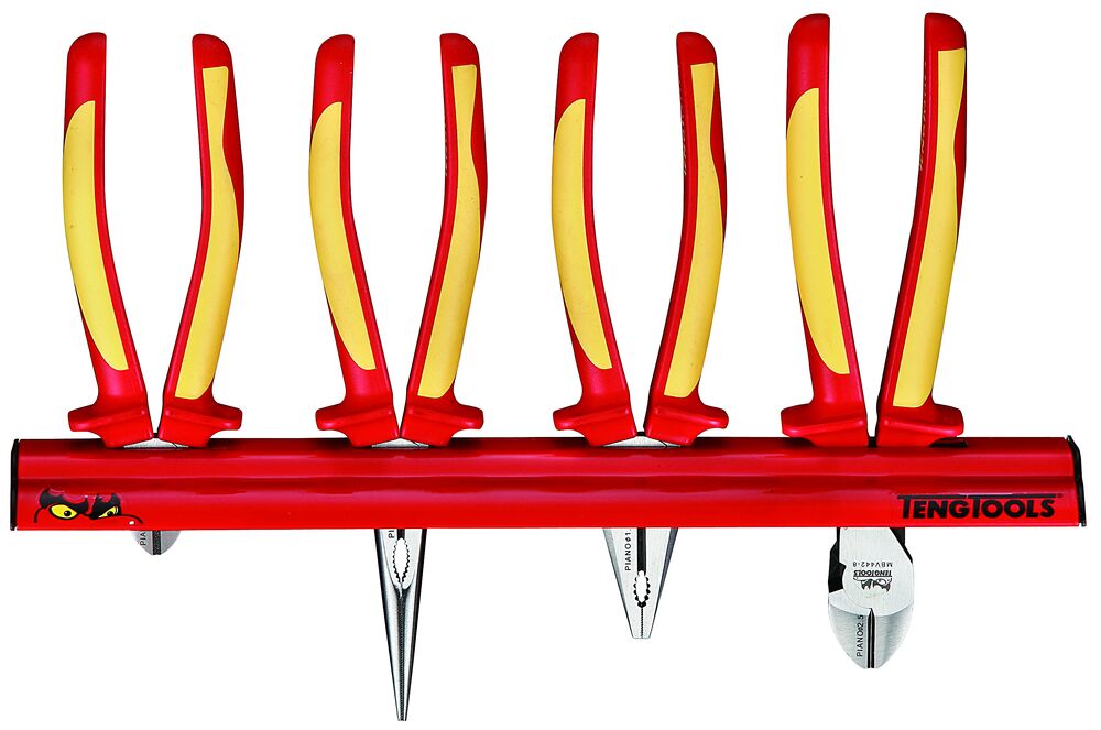 TengTools Insulated Plier Set Wall Rack 4 Pieces
