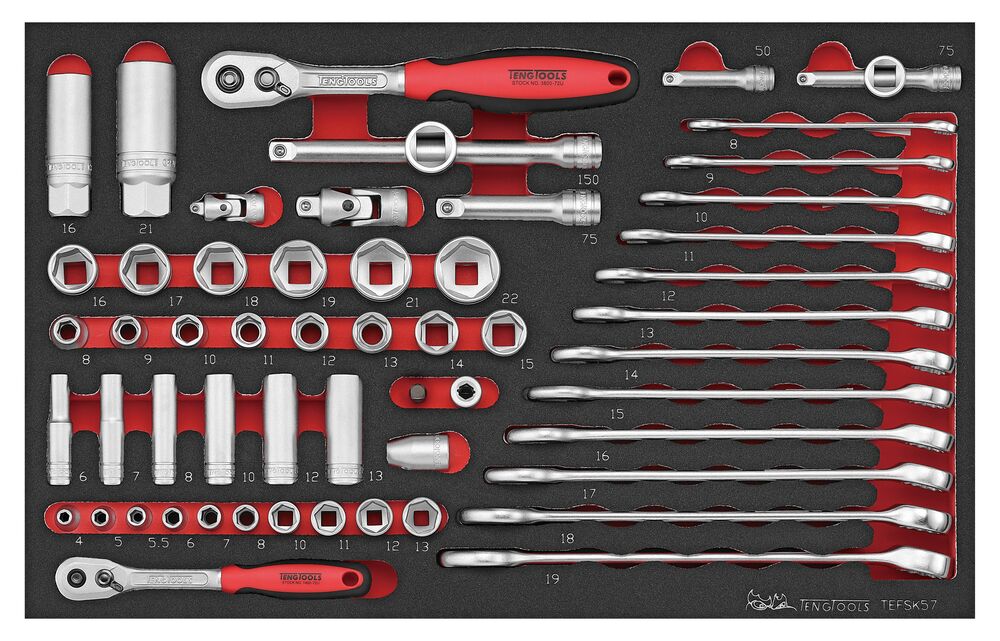 TengTools Spanner & Socket Set FOAM3 57 Pieces