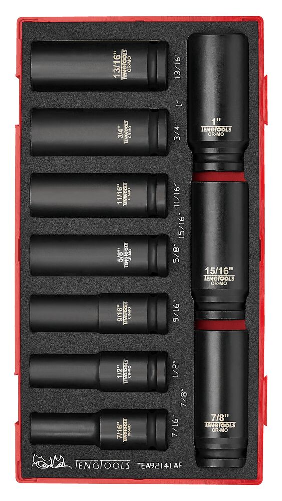 TengTools 1/2inch Deep Impact Socket Set AF DIN FOAM1 14 Pieces