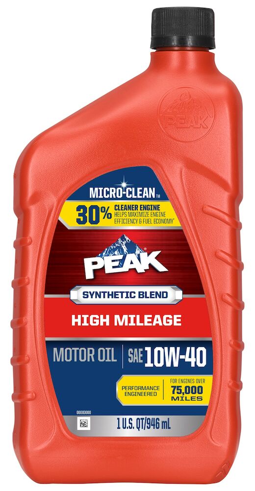         PEAK SAE 10W-40 Synthetic Blend High Mileage Motor Oil with MICRO-CLEAN™
