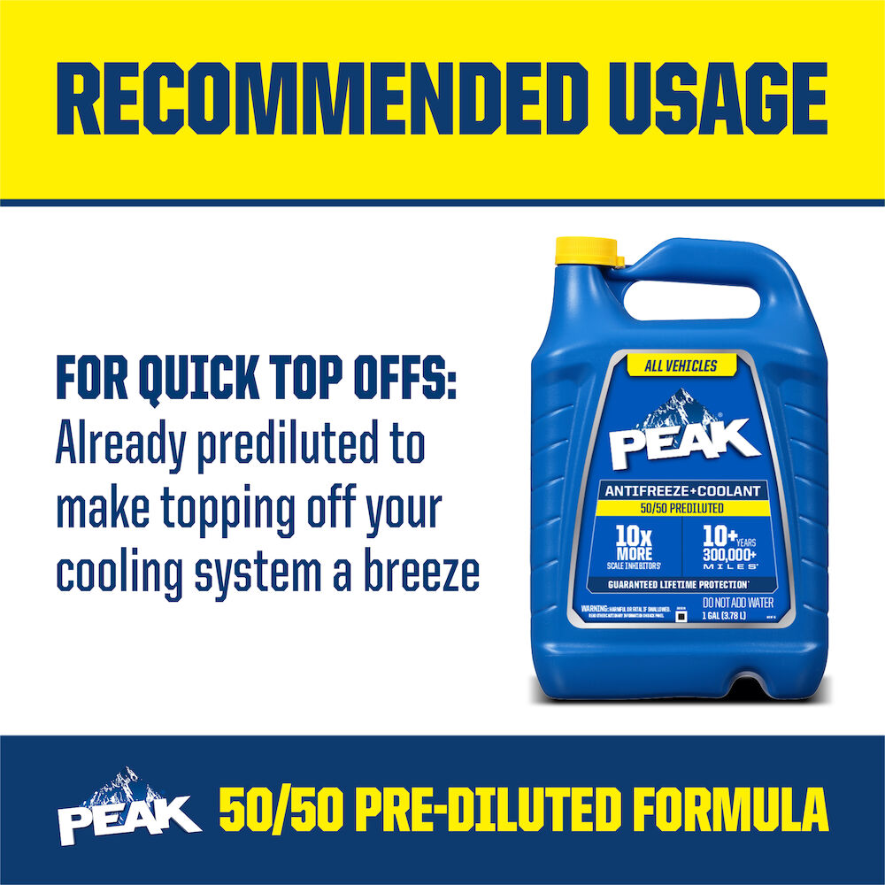 PEAK Antifreeze 5050 for All Vehicles - PEAK 10X Antifreeze + Coolant