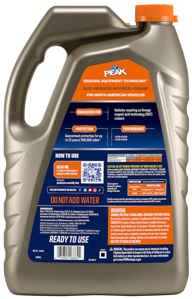 PEAK ORIGINAL EQUIPMENT TECHNOLOGY Antifreeze + Coolant 50/50 