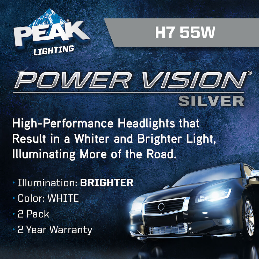 PEAK Power Vision Silver Automotive Performance Headlights, H7