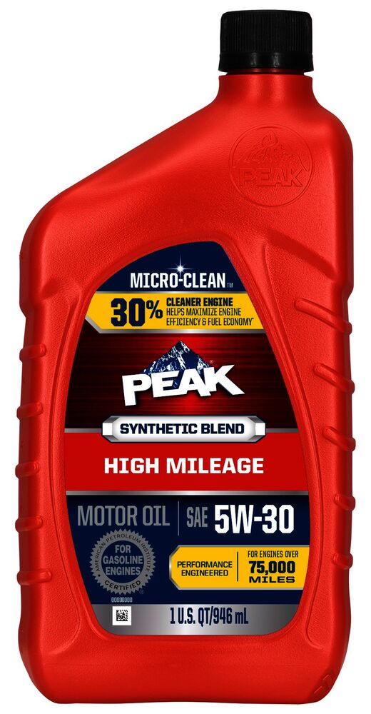         PEAK SAE 5W-30 Synthetic Blend High Mileage Motor Oil with MICRO-CLEAN™
