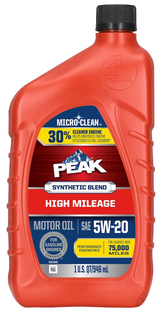         PEAK SAE 5W-20 Synthetic Blend High Mileage Motor Oil with MICRO-CLEAN™
