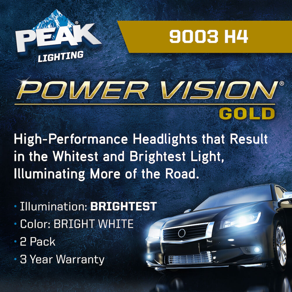 PEAK Power Vision Gold Automotive Performance Headlights, 9003