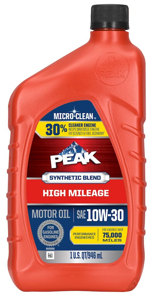         PEAK SAE 10W-30 Synthetic Blend High Mileage Motor Oil with MICRO-CLEAN™
