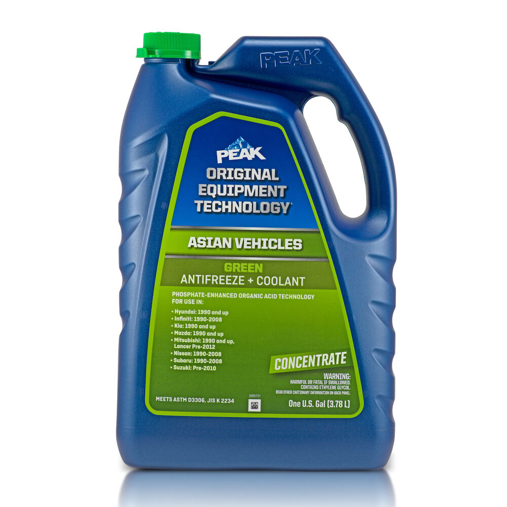             PEAK ORIGINAL EQUIPMENT TECHNOLOGY™ Concentrate Antifreeze + Coolant for Asian Vehicles - GREEN - 1 Gal.
