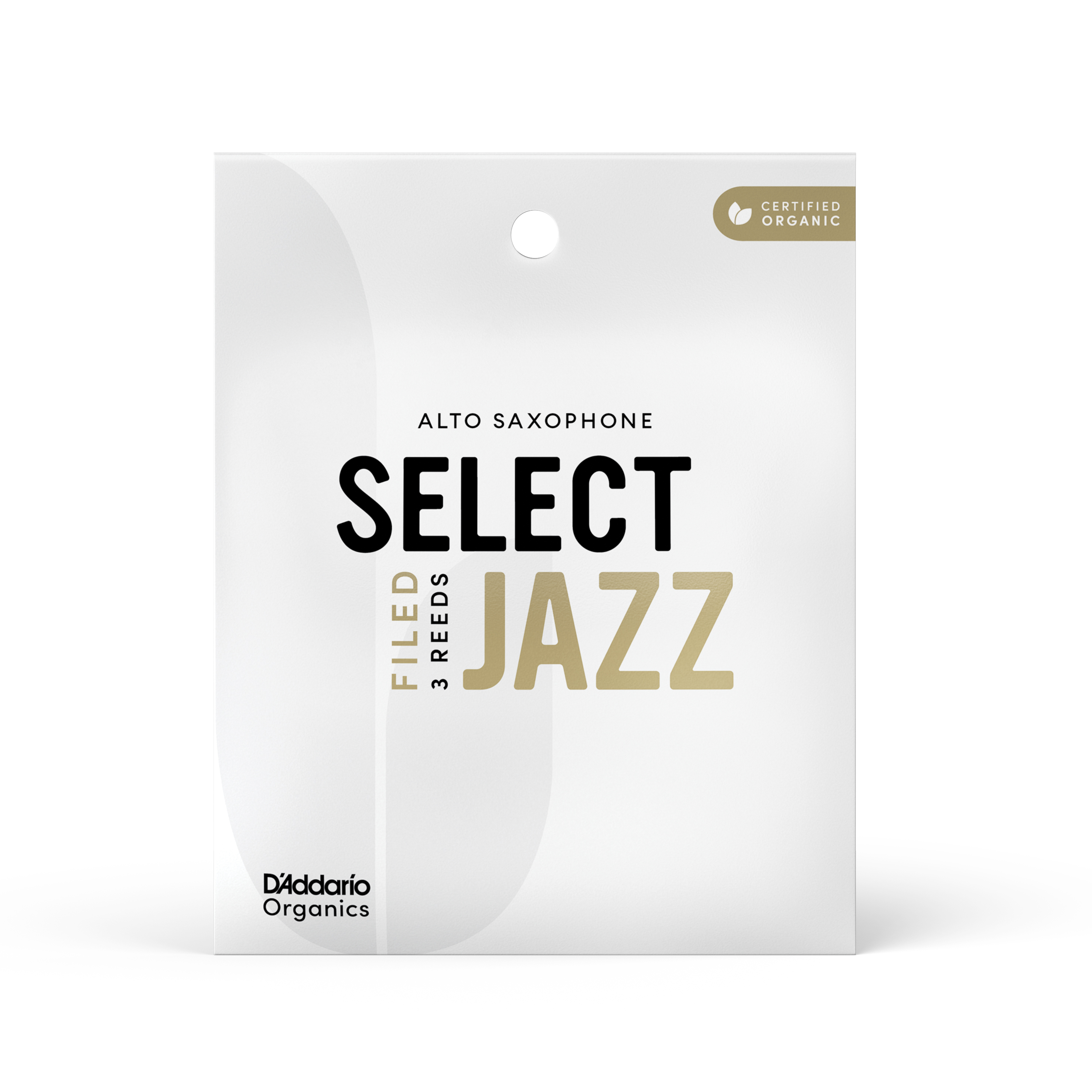 D'Addario Organic Select Jazz Filed Alto Saxophone Reeds - Force 2, 5 Paquet, Anches Saxophone