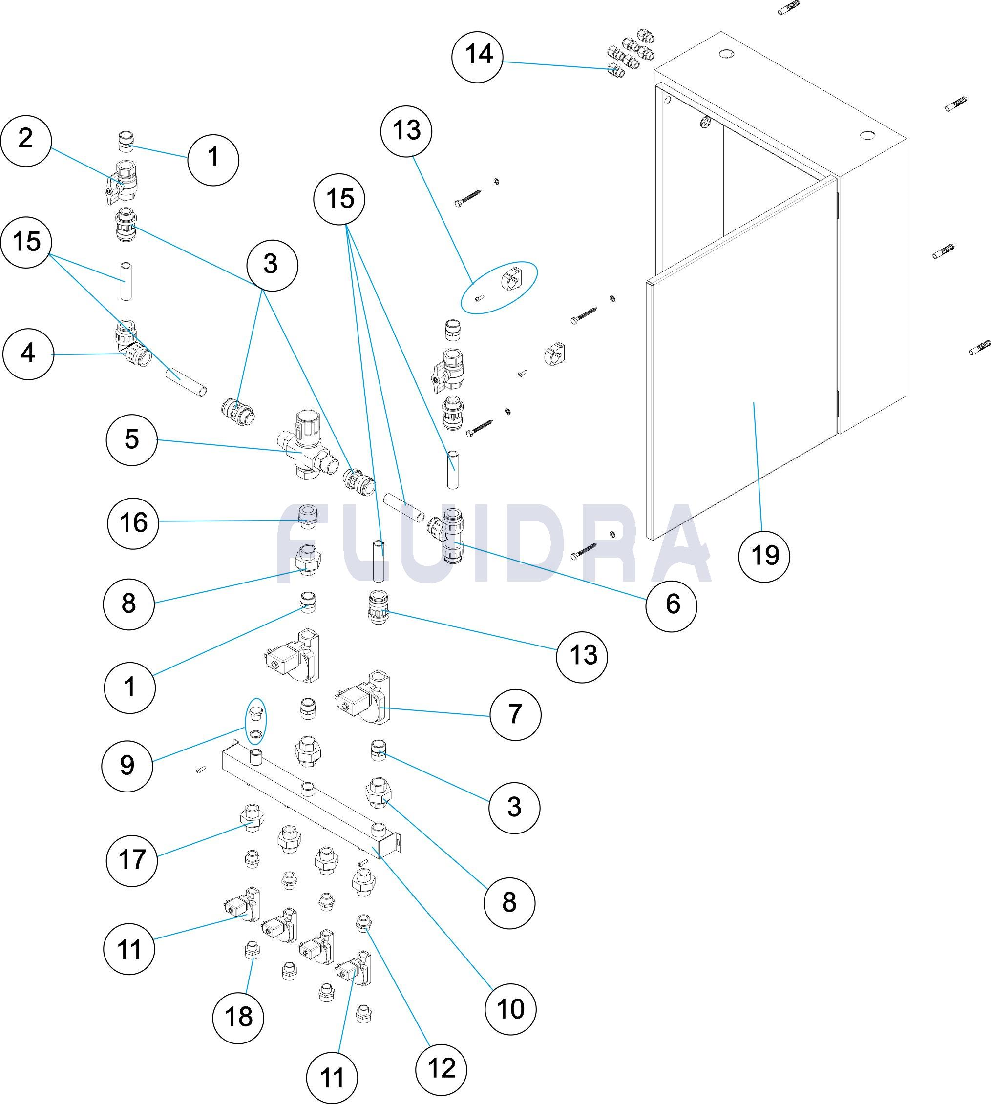 Armario hidráulico de cuatro salidas