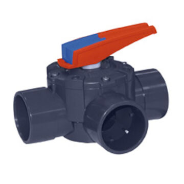 3-WAY PVC-U Rotary Disc Valve - Solvent socket