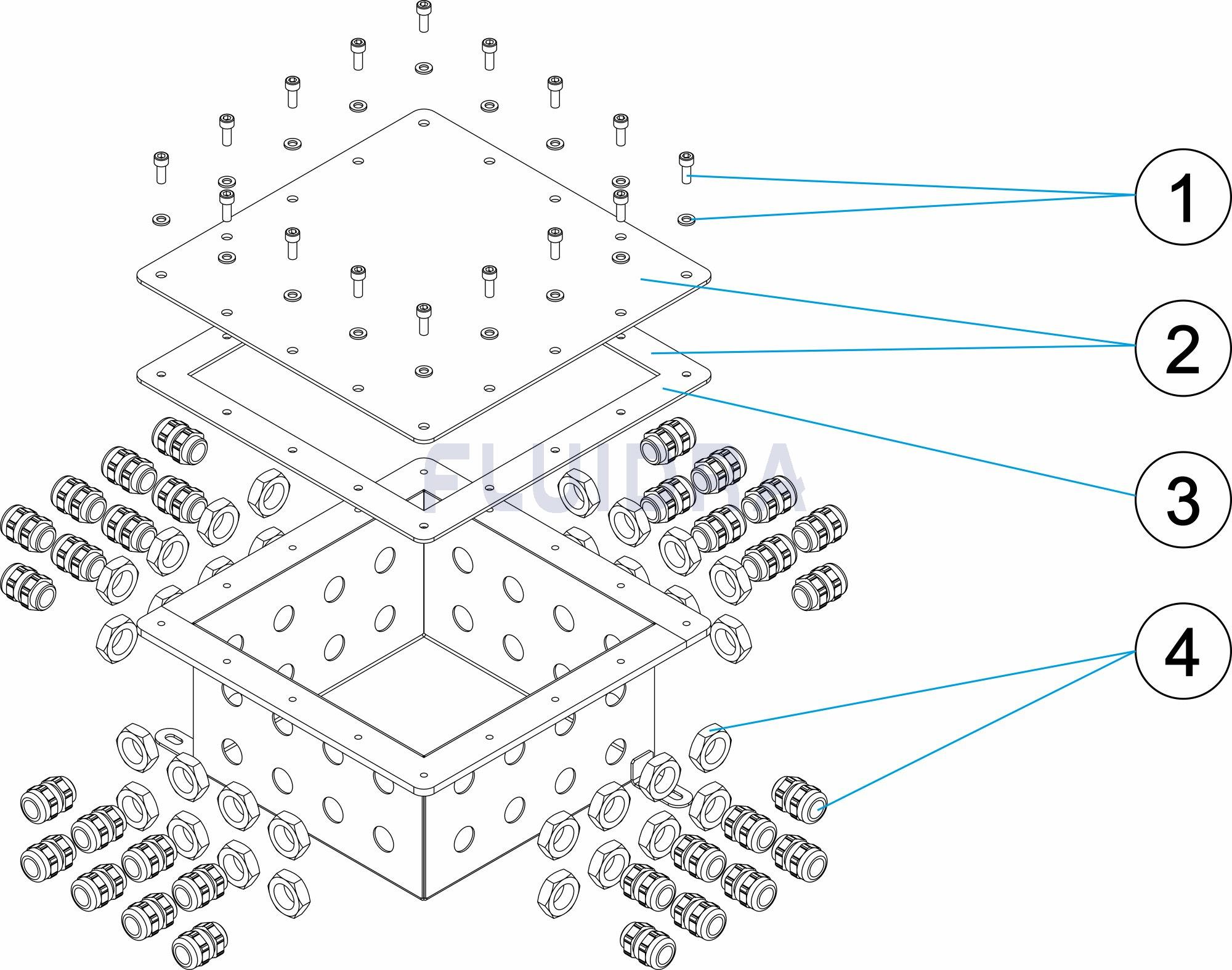 BOX  - caja- las conexiones entre el cable en el interior de lapiscina  - Acero Inoxidable AISI316