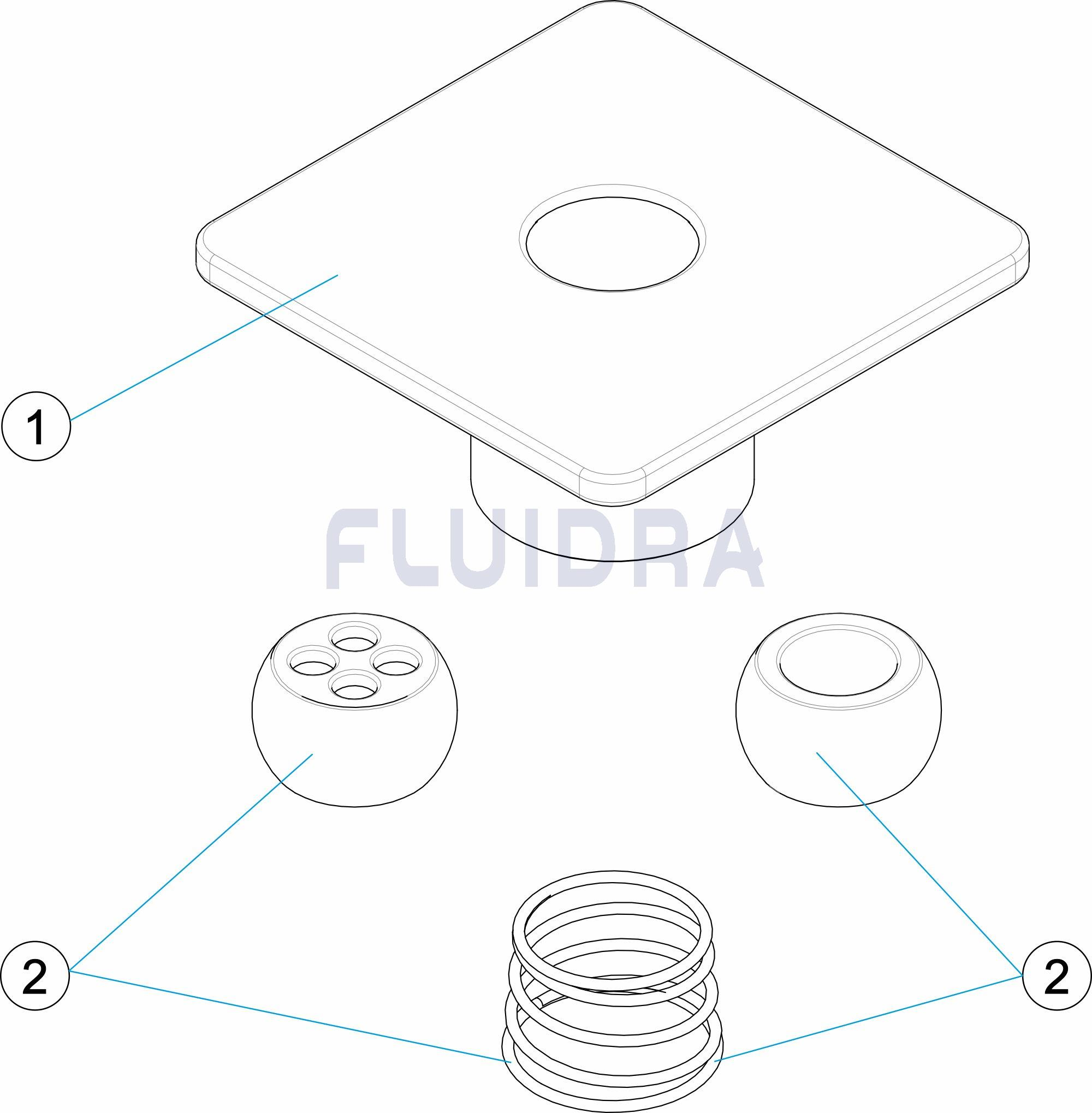 Pool shell equipment: Ø 20 mm Square 105 x 105 x L 50 mm 4.50 m3/h 