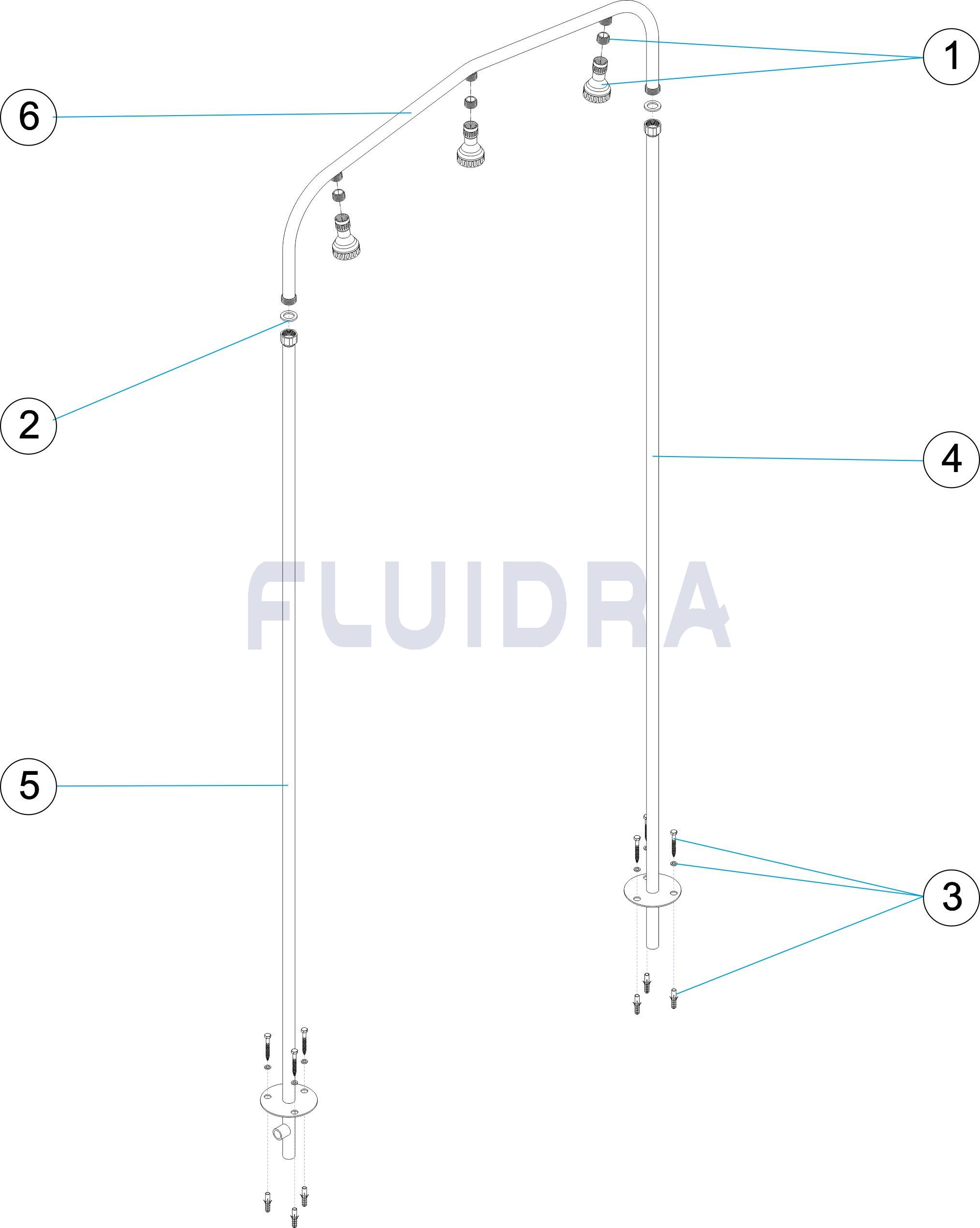 1 Arco con 3 rociadores. Anchura 1,2 m