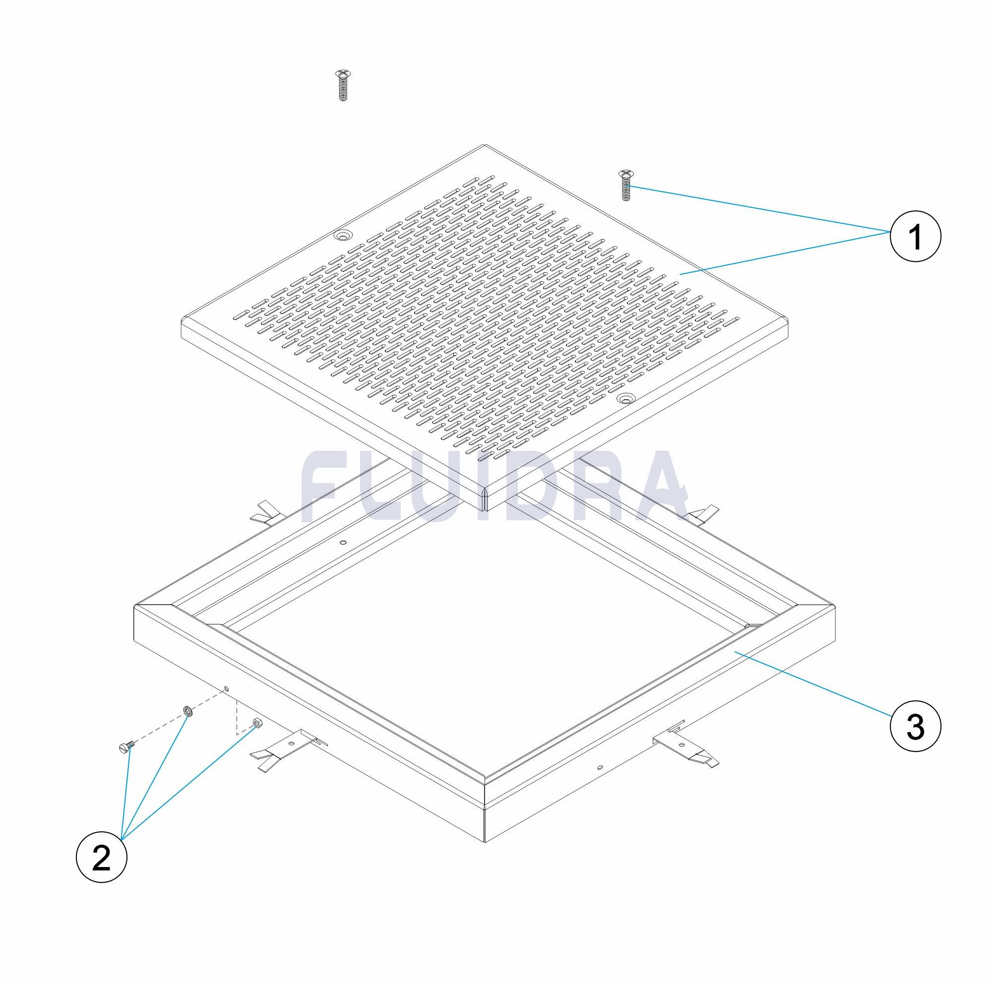 Pool shell equipment: AISI-316 500 mm x 500 mm 136 m³/h (0,5 m/s 