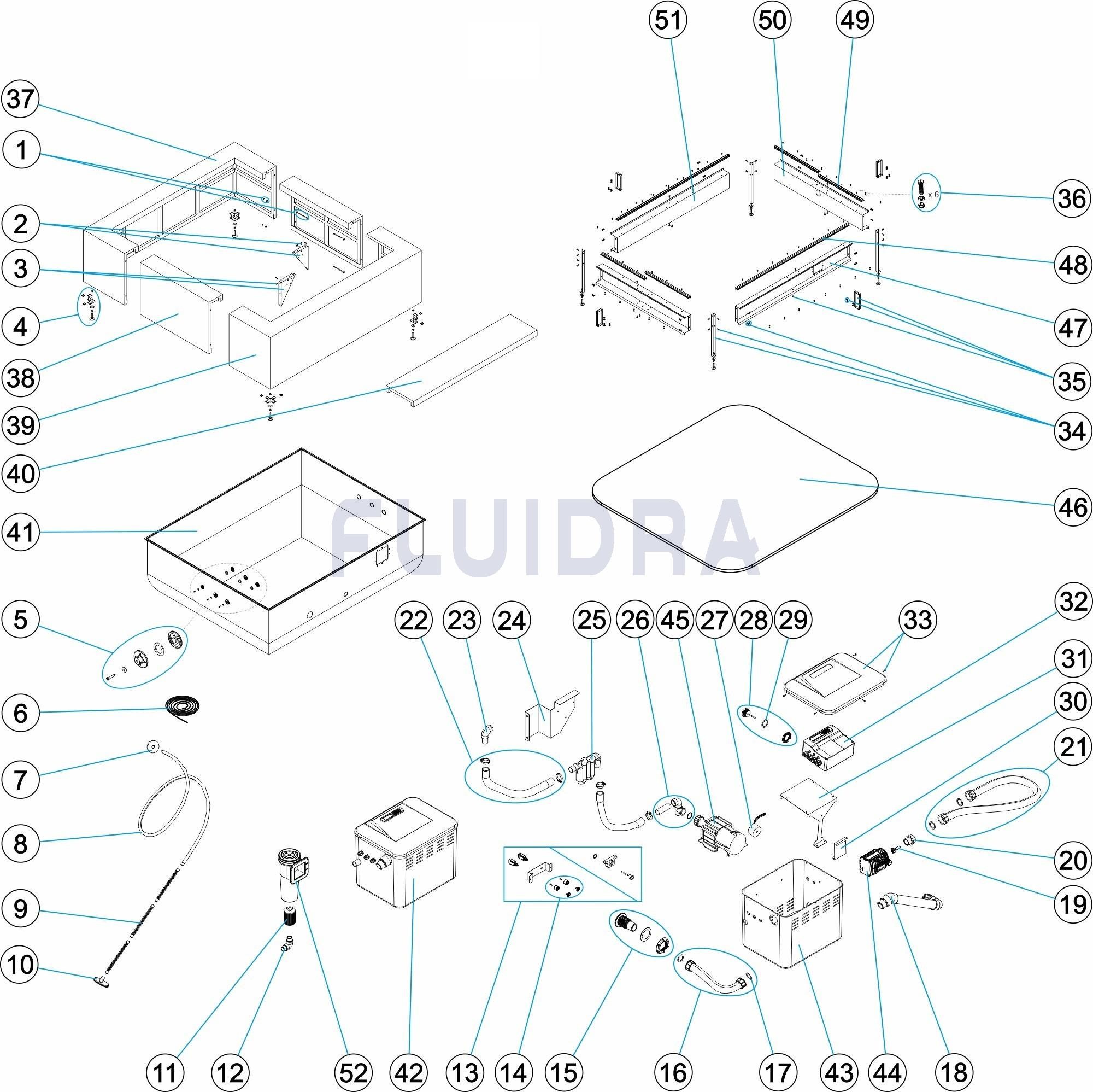 Playa 1 - 220 x 220 x 70 1200 l - PLAYA1 CAFÉ - Playa versión HIDRO / BURBUJAS