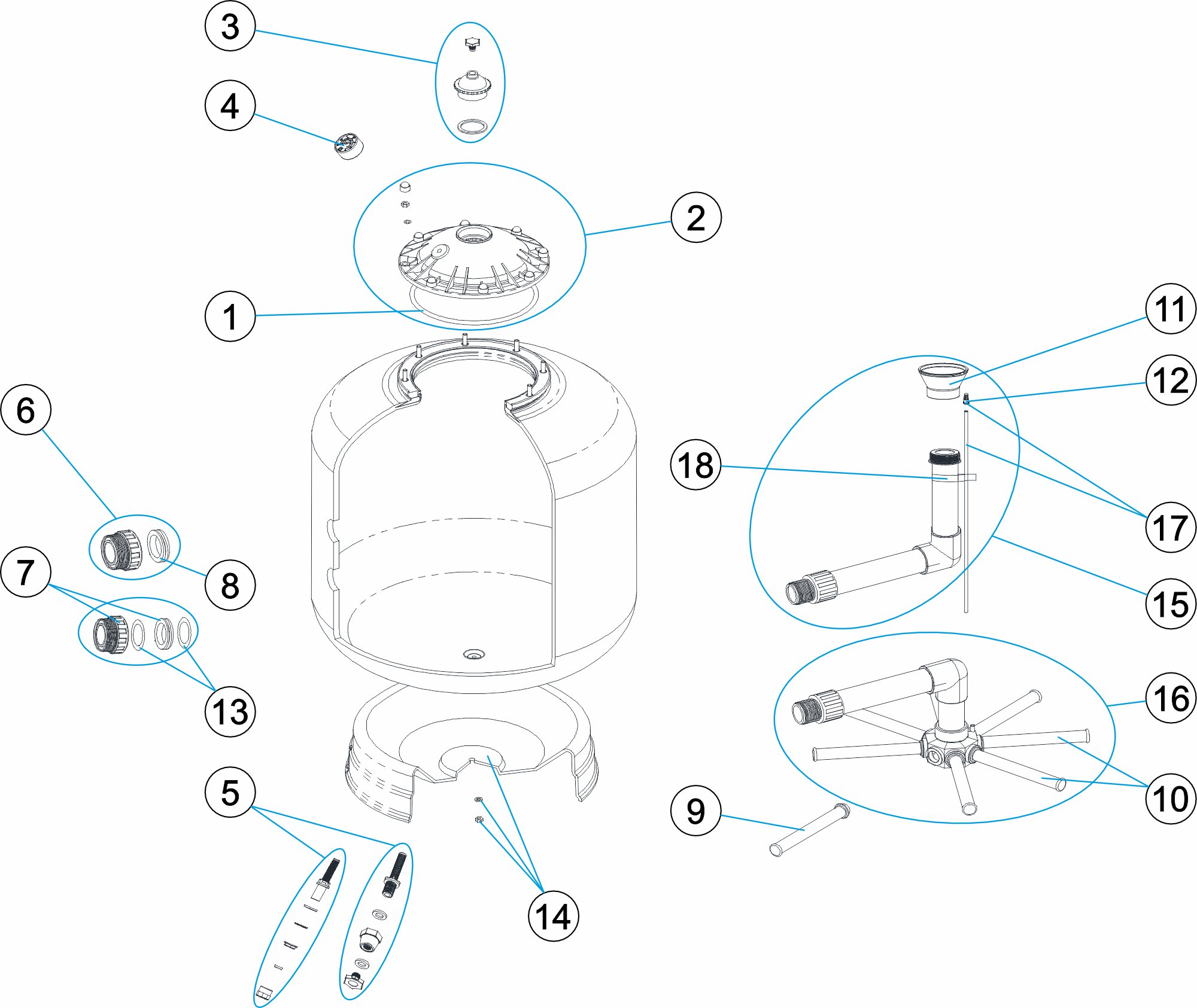 Ø 500 / 9.000 l/h 1 ½” sin válvula