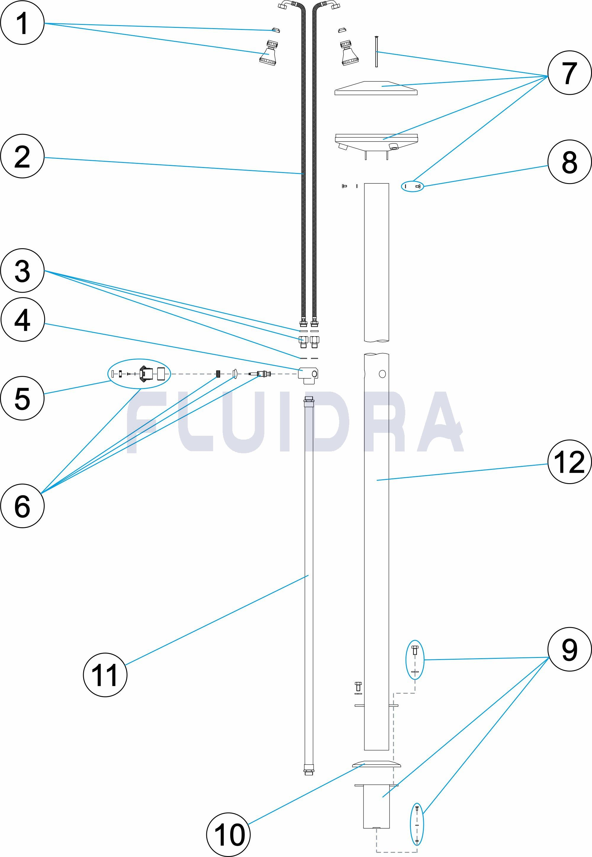 Ducha 3 rociadores y 3 pomos
