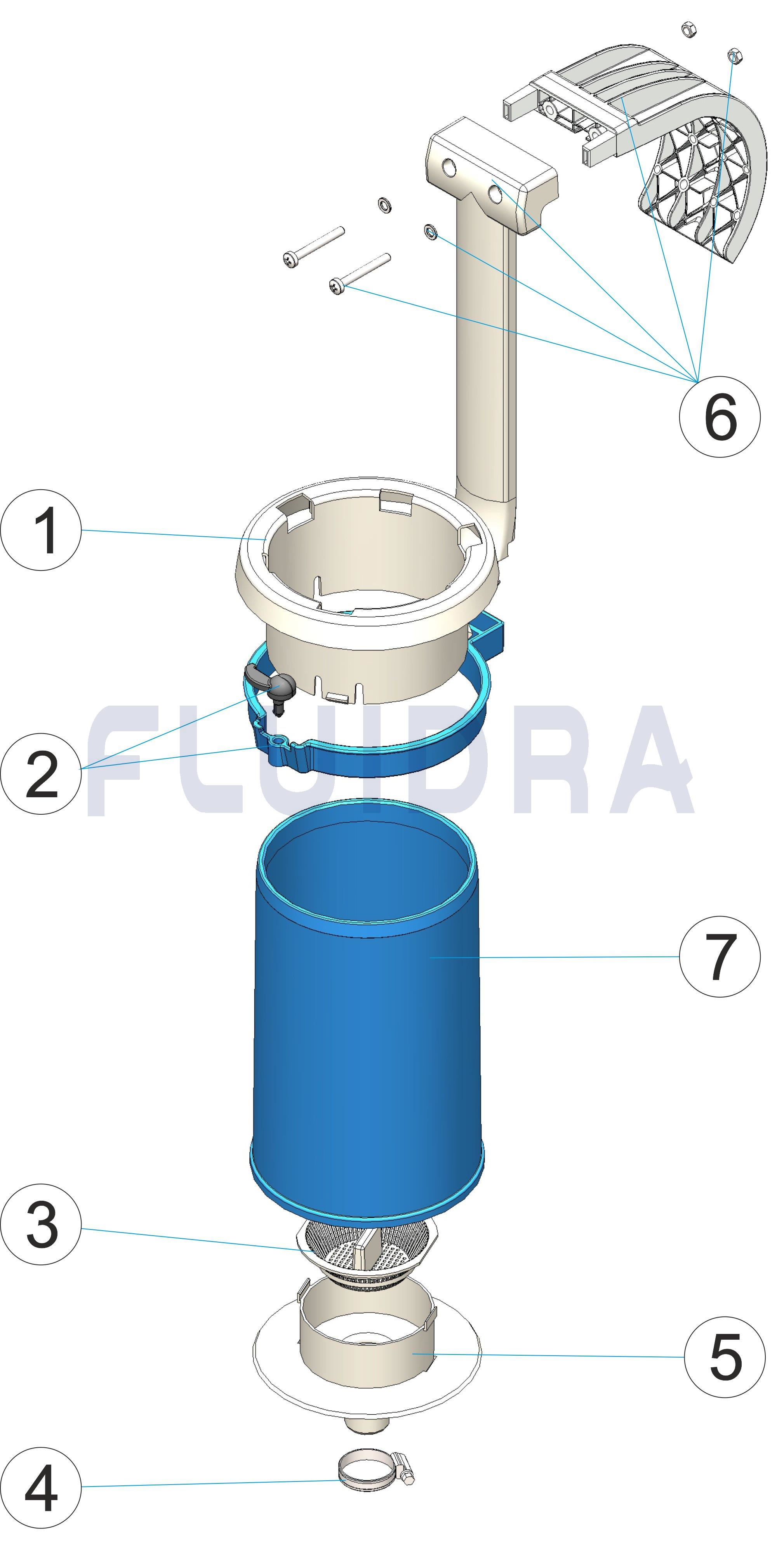 Skimmer interior autoportante