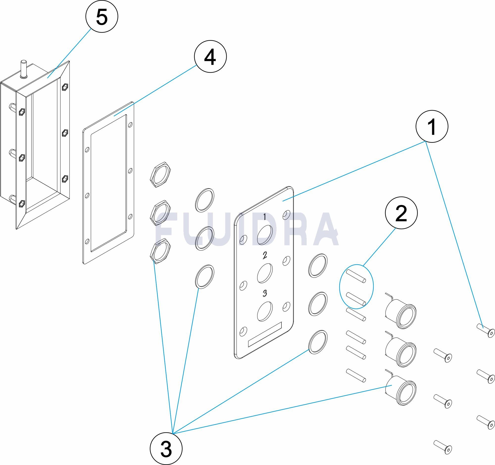 Pulsador ducha triple