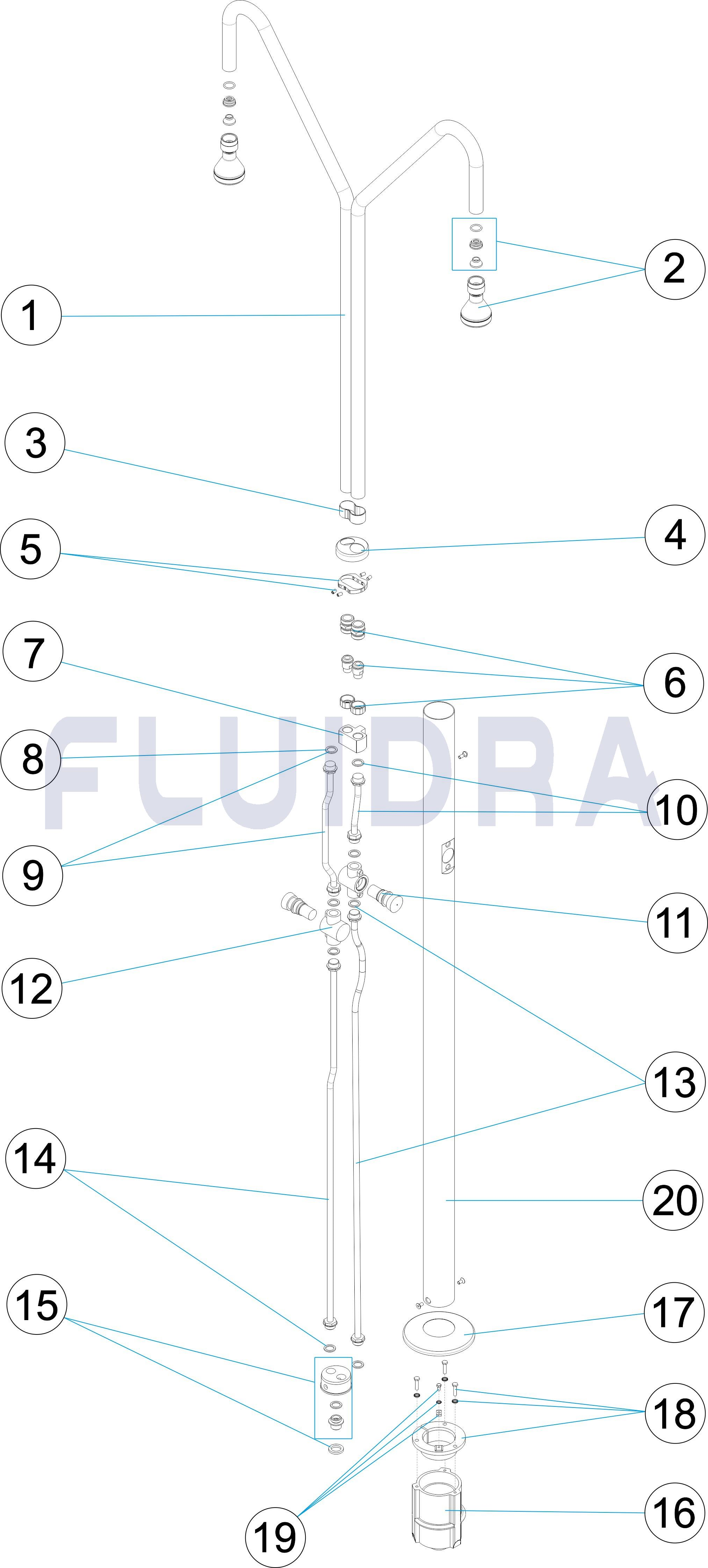 Ducha 2 rociadores y 2 pulsadores