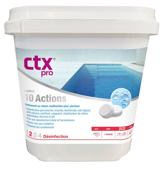 Chlore 10 Actions en galet de 250g CTX342 à mettre dans le skimmer